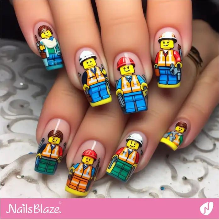 LEGO Worker Minifigure Nail Design | Game Nails - NB2722